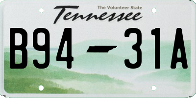 TN license plate B9431A