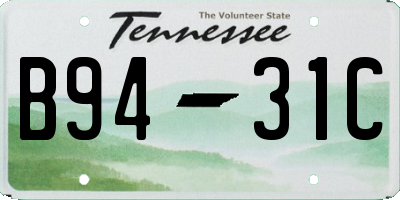 TN license plate B9431C
