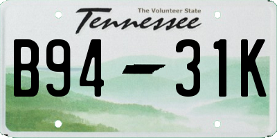 TN license plate B9431K
