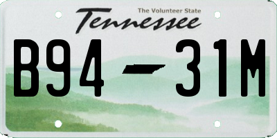 TN license plate B9431M