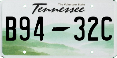 TN license plate B9432C