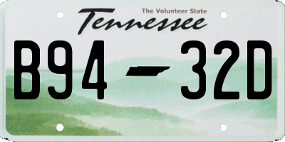 TN license plate B9432D
