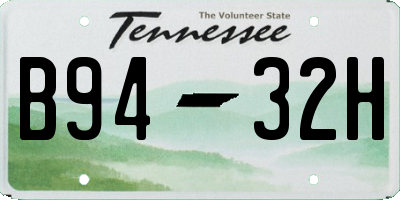 TN license plate B9432H