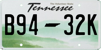 TN license plate B9432K