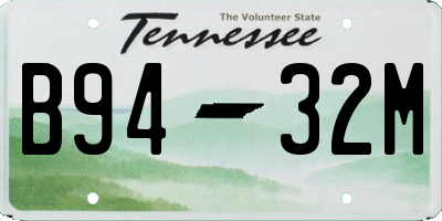 TN license plate B9432M