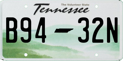 TN license plate B9432N