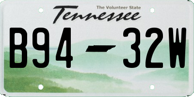 TN license plate B9432W