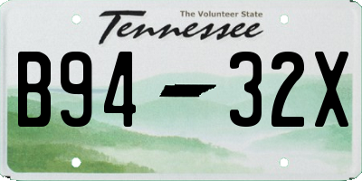 TN license plate B9432X