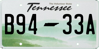 TN license plate B9433A