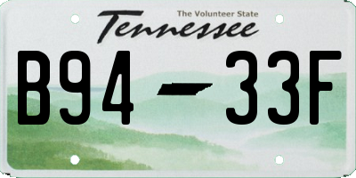 TN license plate B9433F