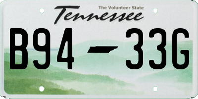 TN license plate B9433G