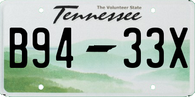 TN license plate B9433X