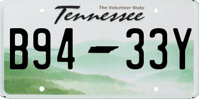 TN license plate B9433Y