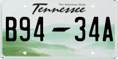 TN license plate B9434A