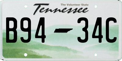 TN license plate B9434C