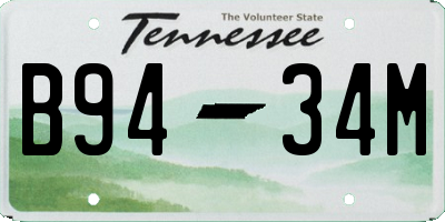 TN license plate B9434M