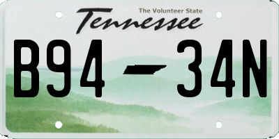 TN license plate B9434N
