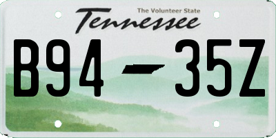 TN license plate B9435Z