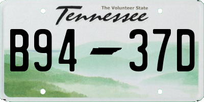 TN license plate B9437D