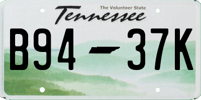 TN license plate B9437K