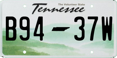 TN license plate B9437W