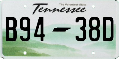 TN license plate B9438D