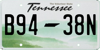 TN license plate B9438N