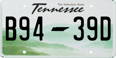TN license plate B9439D