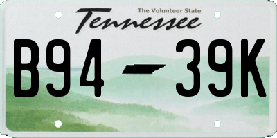 TN license plate B9439K