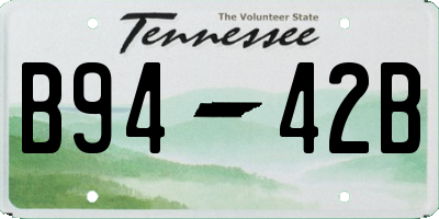 TN license plate B9442B