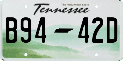 TN license plate B9442D