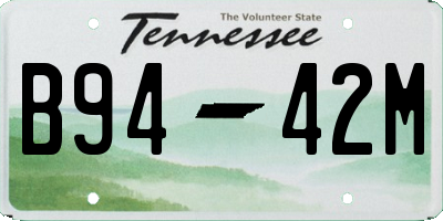 TN license plate B9442M