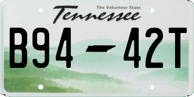 TN license plate B9442T