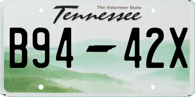 TN license plate B9442X
