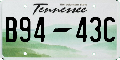 TN license plate B9443C