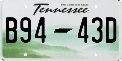 TN license plate B9443D
