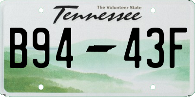 TN license plate B9443F