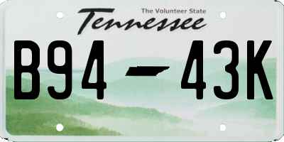 TN license plate B9443K