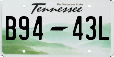 TN license plate B9443L
