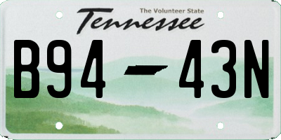 TN license plate B9443N