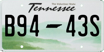 TN license plate B9443S