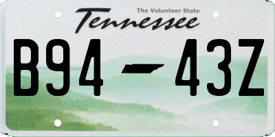 TN license plate B9443Z