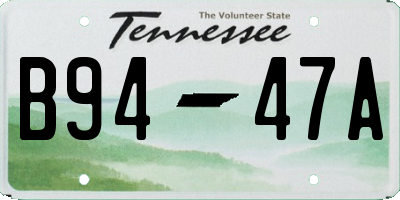 TN license plate B9447A