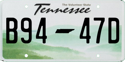 TN license plate B9447D