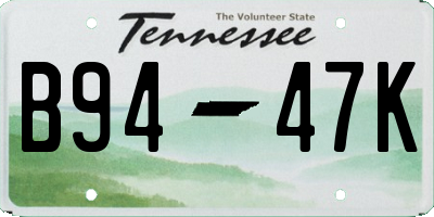 TN license plate B9447K