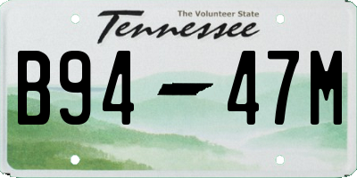 TN license plate B9447M