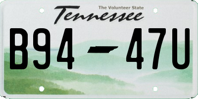 TN license plate B9447U