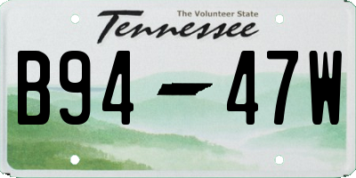 TN license plate B9447W