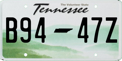 TN license plate B9447Z