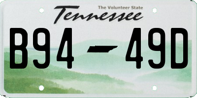 TN license plate B9449D